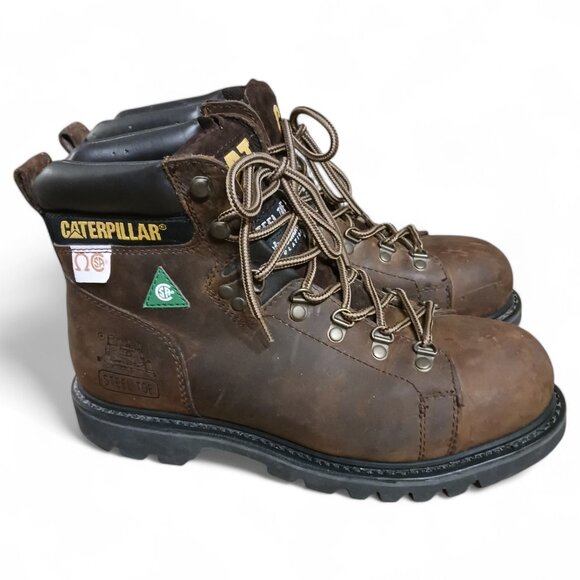 Caterpillar CAT  Brown Steel Toe Work Boots Mens  Size 8.5 Wide  CSA Approved - Picture 10 of 15